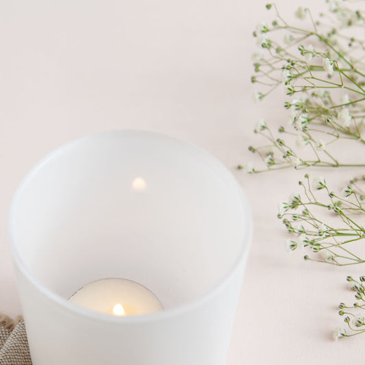 Personalised Engagement Tealight Holder: Botanical Etched Glass