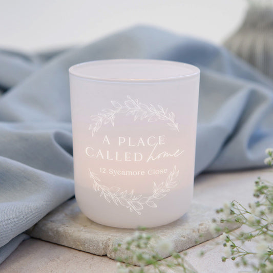 New Home Keepsake Gift Personalised Tea Light Holder with Candles